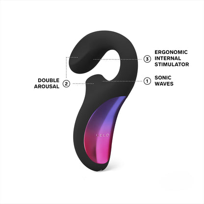 LELO Enigma Double Sonic Female Triple Stimulation Massager with Bluetooth App, 8 Pleasure Settings and 2 Extra Modes, Rabbit Sex Toy, Vaginal Vibrators (Black)