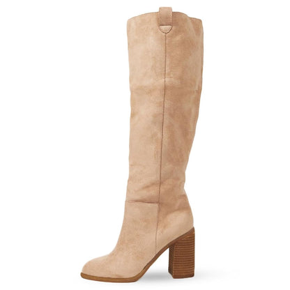 Knee High Boots For Women Suede Fall Tall Slouch Boot Chunky Heel