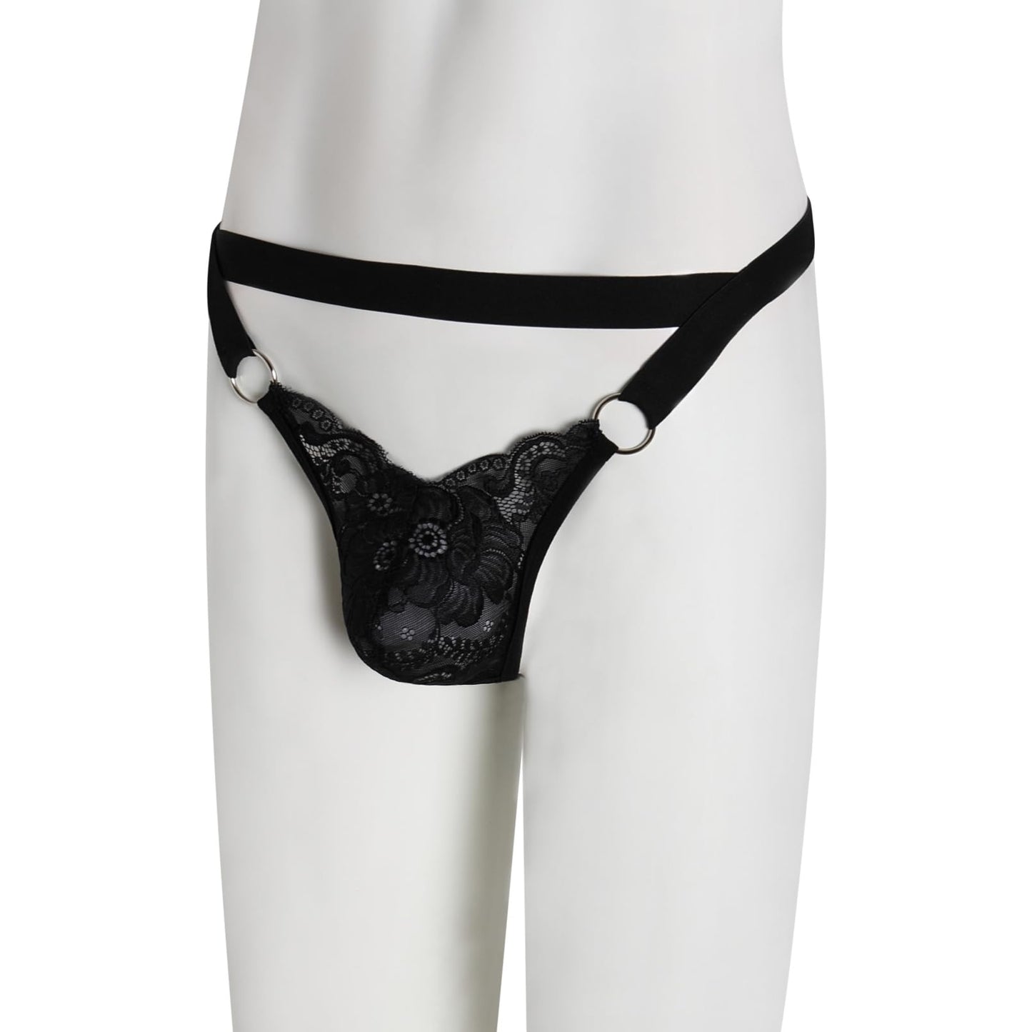 GNFVQLLE Mens Lingerie Sissy Jockstrap Femboy Panties Sexy Thong Lace Underwear Girly Crossdresser Apparel Black