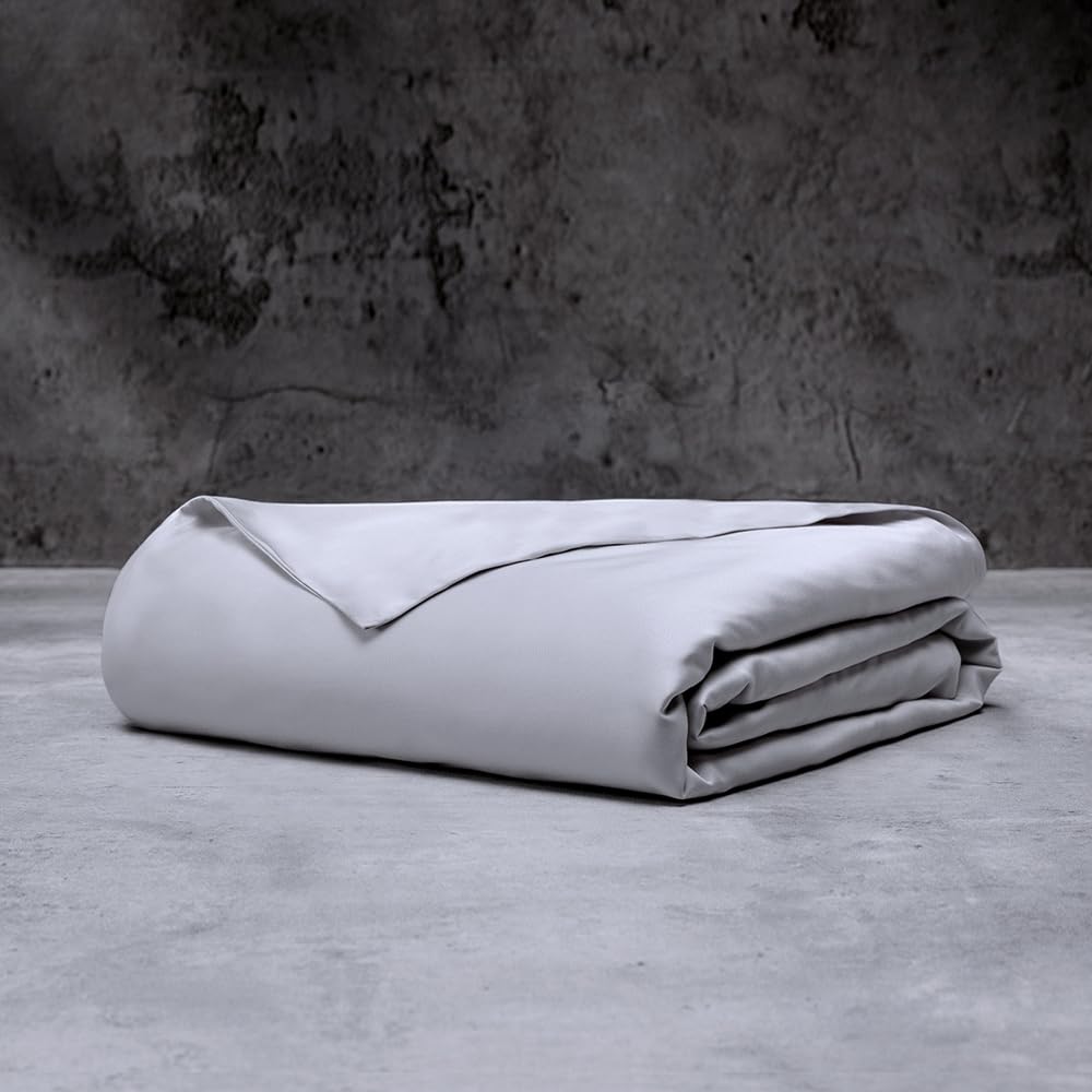 LUXOME Luxury Duvet Cover | Oversized Fit | 100% Viscose from Bamboo | Silky Soft Feel | Thermal-Regulating | 2X Cover Ties | King/Cal King - 108"x98" | Stone