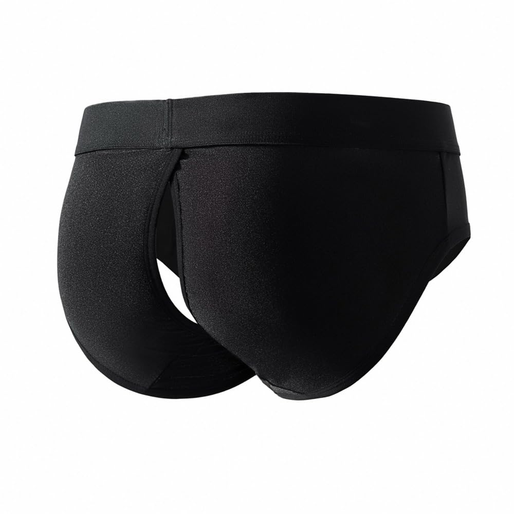 JOCKMAIL Men’s Briefs Underwear Mesh Low Rise Quick Dry Bikini Athletic Underpants for Gym Sport Daily Wear (US, Alpha, Medium, Regular, Regular, Black)