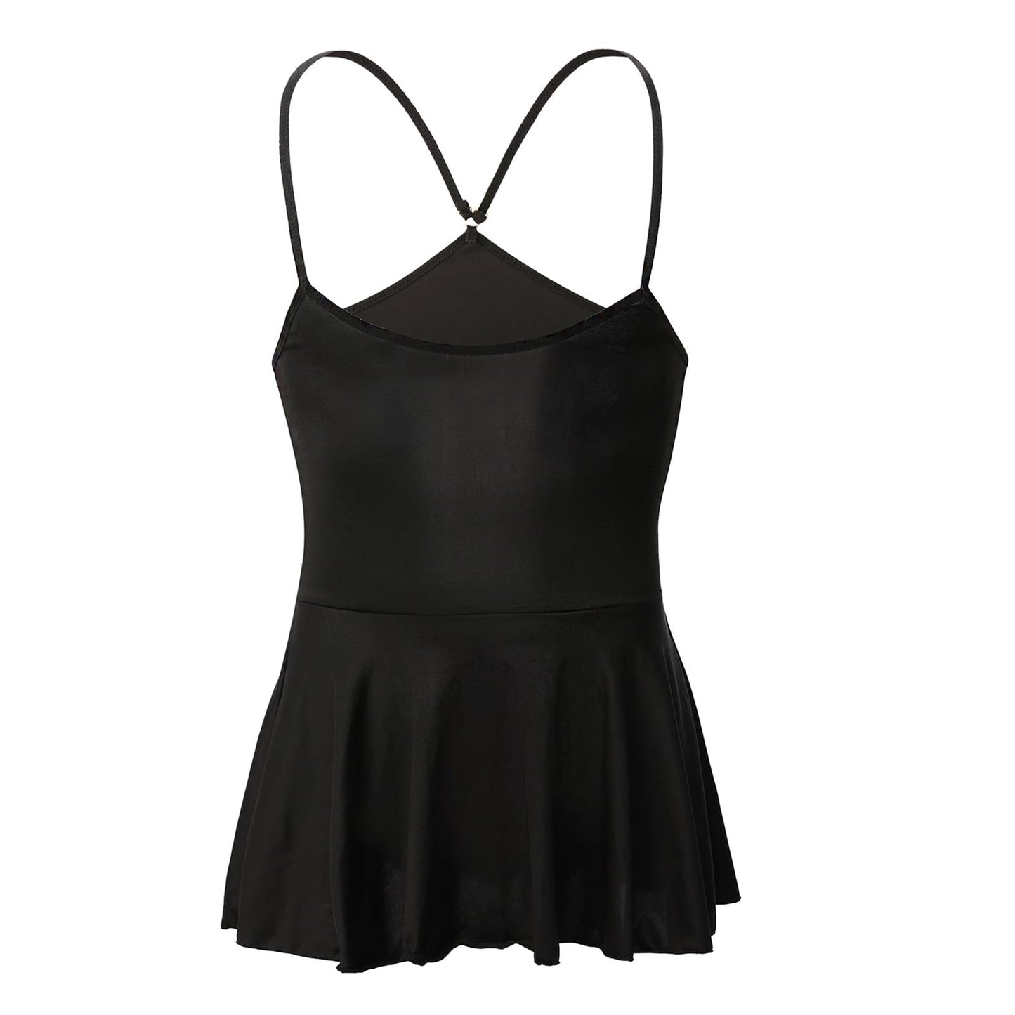 ABAFIP Men's Sexy Mini Dress Spaghetti Strap Scoop U Neck Backless Nightwear Sissy Lingerie Nightdress Black One Size