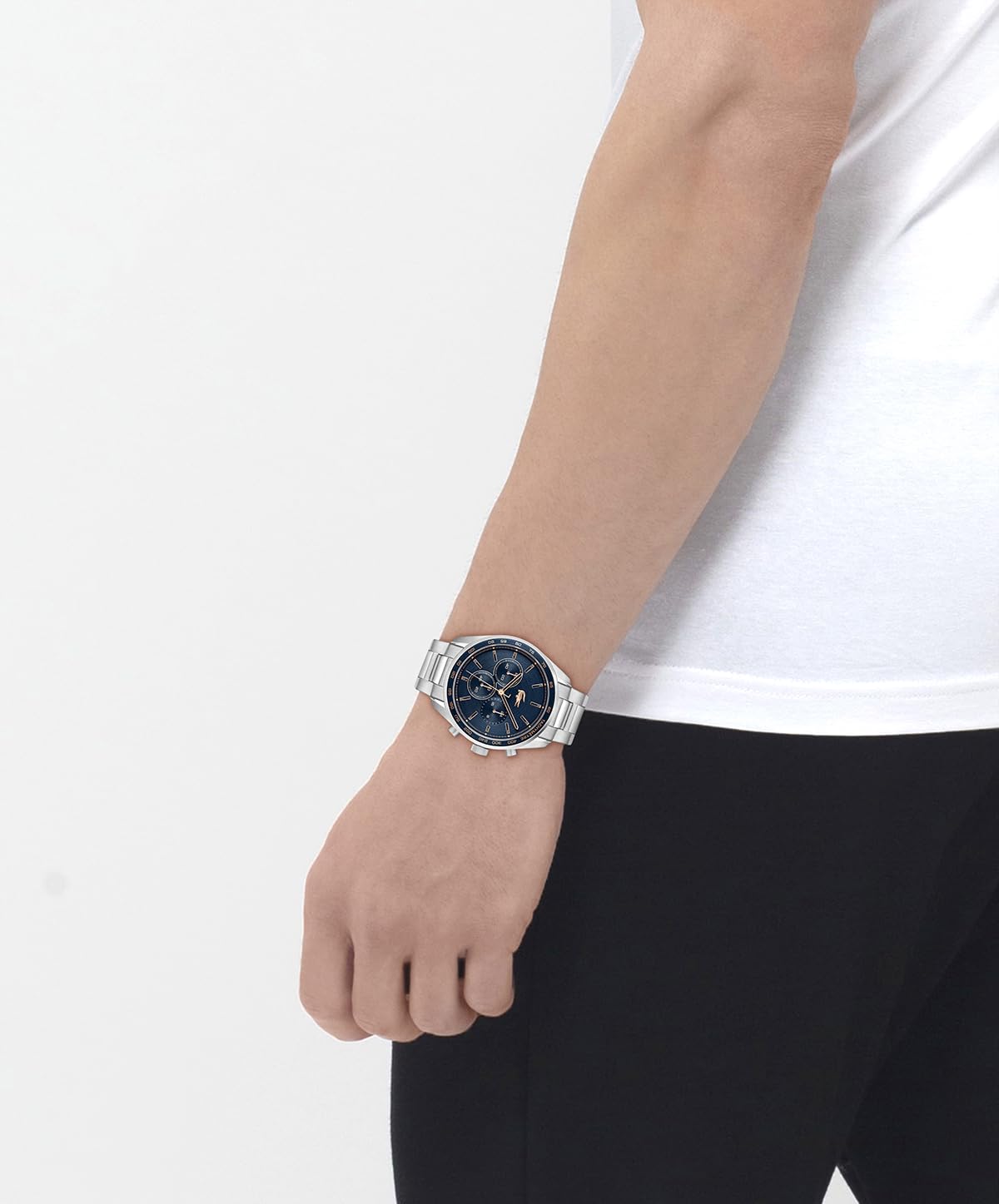 Lacoste Boston Men's Chronograph Watch - Classic Stainless Steel Bracelet- Tachymeter - Water Resistant up to 5ATM/50 Meters - Modern Design for Him - 42mm