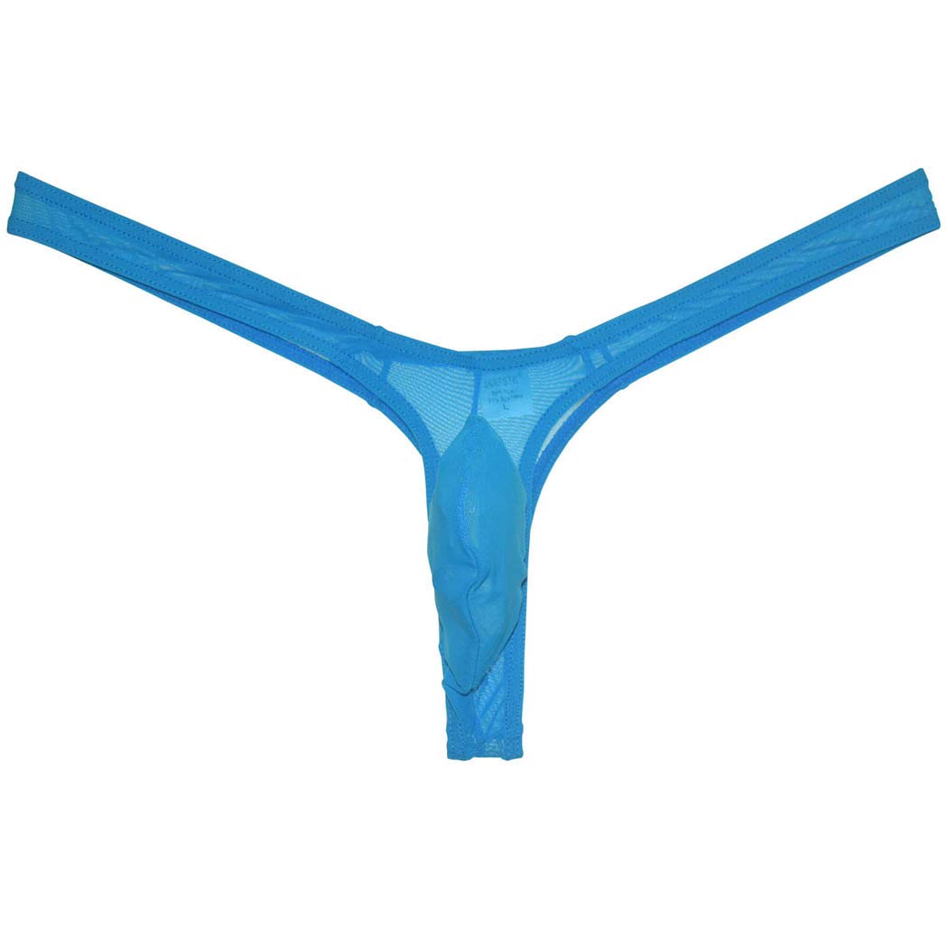 Men's Minimal Coverage Bulge Thong Underwear See-through Mesh Mini Bikini Tangas 9-Pack M