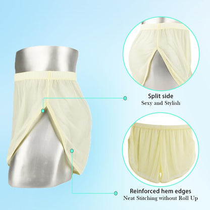 MUEBAIRES Men's Transparent Boxer Briefs Shorts Loose Split Side Mesh See Through Sexy Underwear 3XL 3 Pack