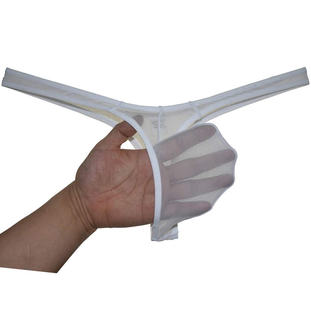 Men's Minimal Coverage Bulge Thong Underwear See-through Mesh Mini Bikini Tangas 9-Pack M