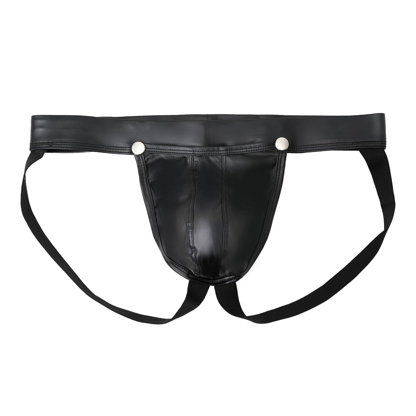 Mens Faux Leather G-String Thongs Jockstrap Athletic Supporter Sexy Low Rise Underwear for Men Clubwear