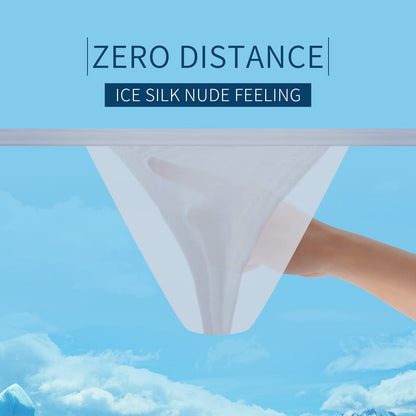 JEERLEEP Mens Sexy ice Silk Bikini Tie Side G String T Back Thongs Briefs Adjustable Underwears(Black)