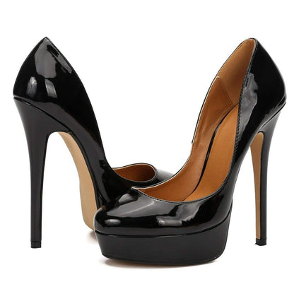 Unisex Men's Women's Platform Pumps, Stiletto High Heels, Closed Toe, Party Dress Shoes Black EU45 - US 11.5 Women/10 Men