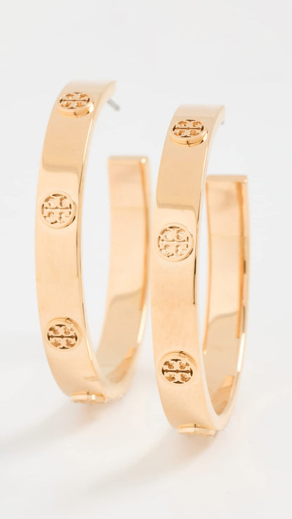 Tory Burch Women's Miller Stud Hoop Earrings, Tory Gold, One Size