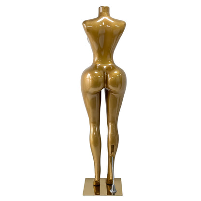 Glossy Gold BBL Full Body Female Mannequin Dress Form, Gold Armless Dress Form for Wedding & Lingerie Retail Store