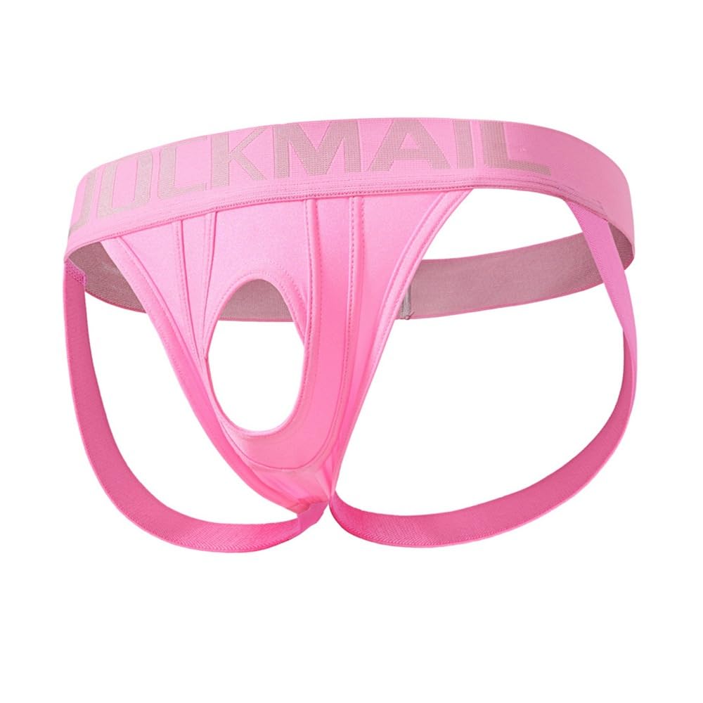 JOCKMAIL Mens Jockstrap Underwear Breathable Sport Thongs Athletic Supporters for Gym, Date and Everyday Wear (US, Alpha, XX-Large, Regular, Regular, Pink)