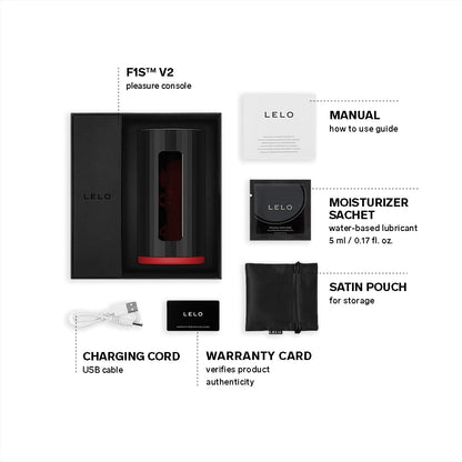 LELO F1S V2 Waterproof Male Masturbator, Male Stroker, Masturbator Sleeve, Sillicone Pocket Pussy, Sex Toy for Man, Sexual Pleasure Tool, Toy with 4 Vibrations, Red