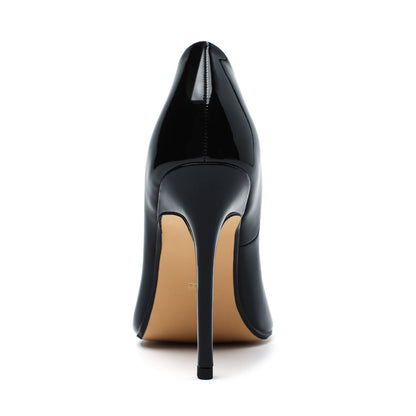 Unisex Men's Women's Round Toe High Heels Stiletto Pumps Patent Leather Heels Dress Party Shoes（Dam-G-2 Black 15）