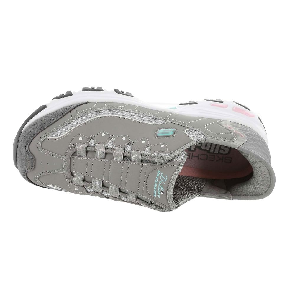Skechers Women's Hands Free Slip-INS D'Lites Sneaker, Grey Light Pink=GYLP, 8.5 Wide