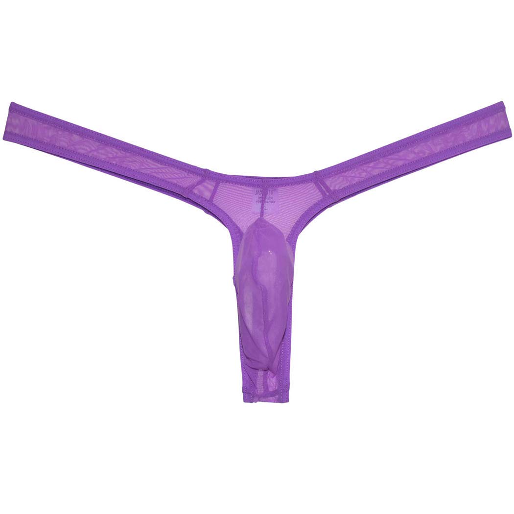 Men's Minimal Coverage Bulge Thong Underwear See-through Mesh Mini Bikini Tangas 9-Pack M