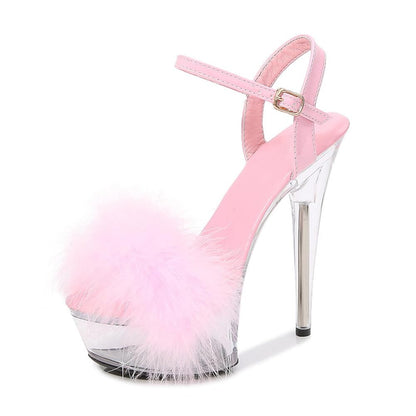 Clear Heels for Sissy Femboys Sexy Platform High Heels with Pink Heeled Sandals Ankle Strap Heels Sandals Party Dancing