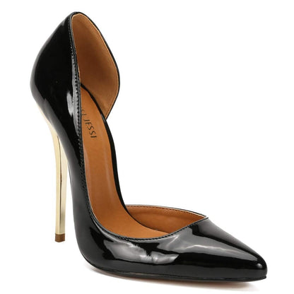 Unisex Men's Women's D-Orsay Stiletto Heels Pointed Toe Super High Heeled Slip on Pumps Black EU43 - Size 11 Women/9.5 Men