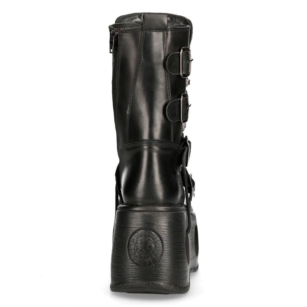 New Rock Boots 373-S2 Mens Metallic Black Leather Platform Goth Neptuno Space 10