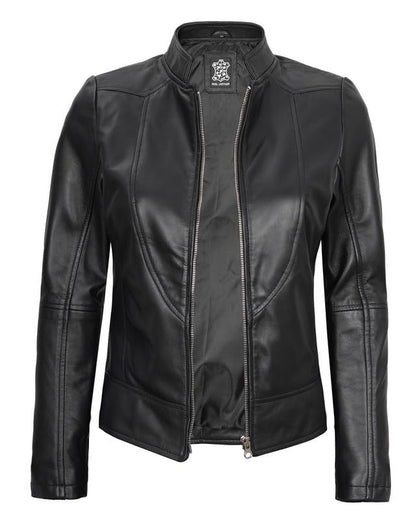 Decrum Genuine Leather Jacket Women - Leather Biker Jacket Women | [1300873] Amy Black, M