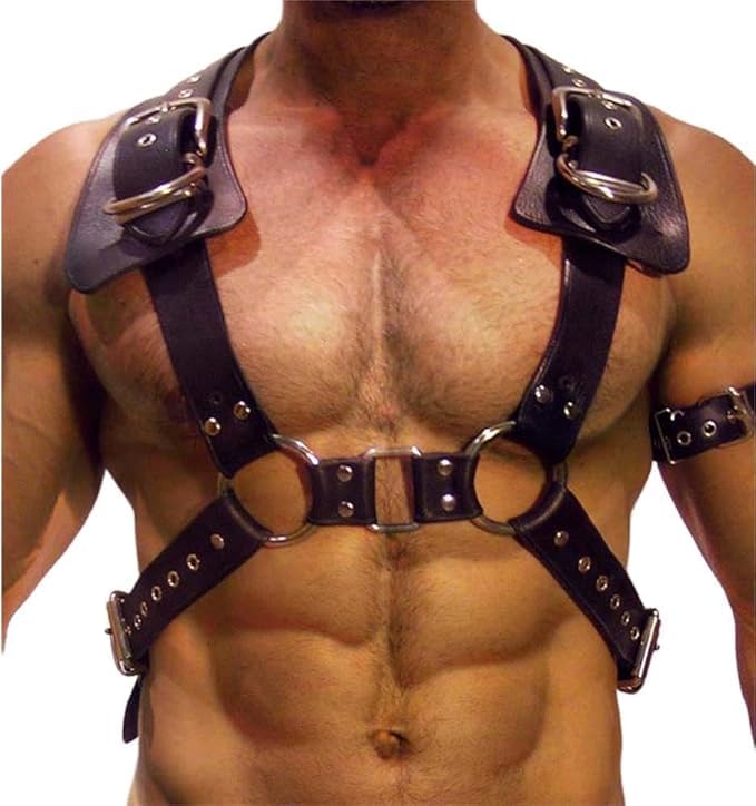 Men's Body Chest Harness Belt Strap Adjustable PU Leather Punk Muscle Show Fashion Halloween Costumes Sexy Body Harness for Cosplay Party Nightclub Clubwear Belt Muscles
