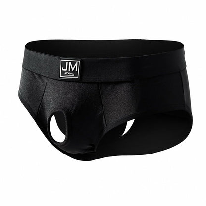 JOCKMAIL Men’s Briefs Underwear Mesh Low Rise Quick Dry Bikini Athletic Underpants for Gym Sport Daily Wear (US, Alpha, Medium, Regular, Regular, Black)