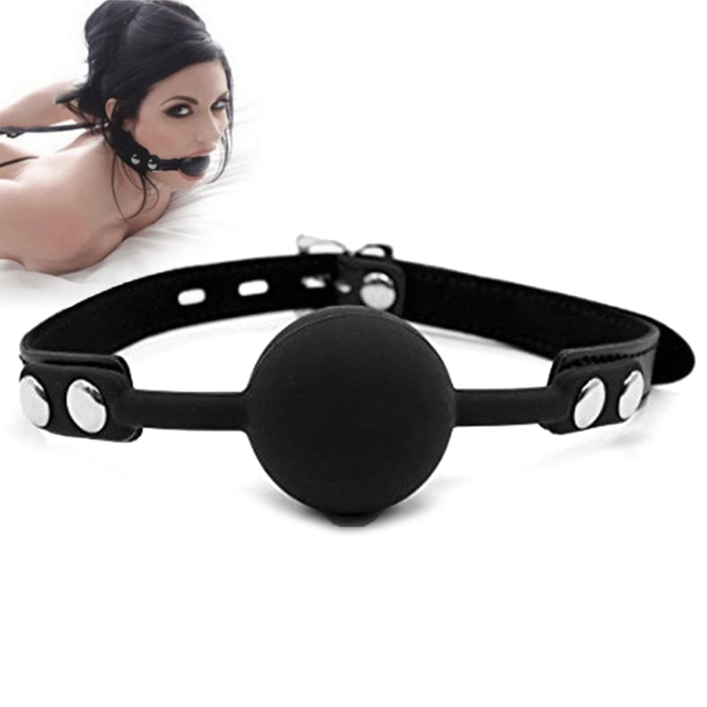 Leather Restraints Ball Mouth Plug Silicone Bondage Ball Gag Silicone Bondage Ball Gag for Sex, BDSM Restraints Toys Sex Gag Muzzles (B3)