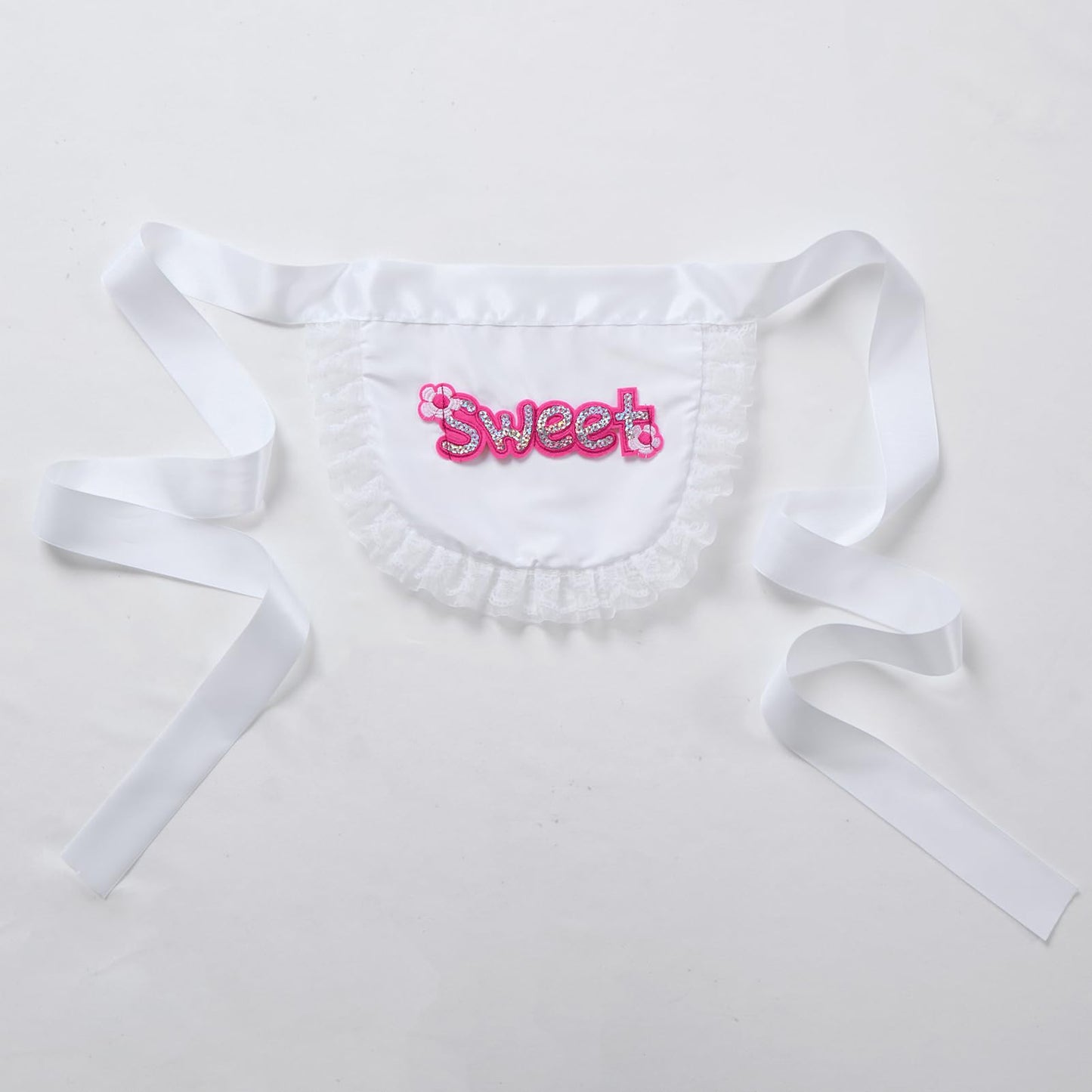 Men's Sissy Clothes Cross Back Mesh Sheer Bra Top Skirt Mini Apron Crossdressing Lingerie Outfits Pink Medium