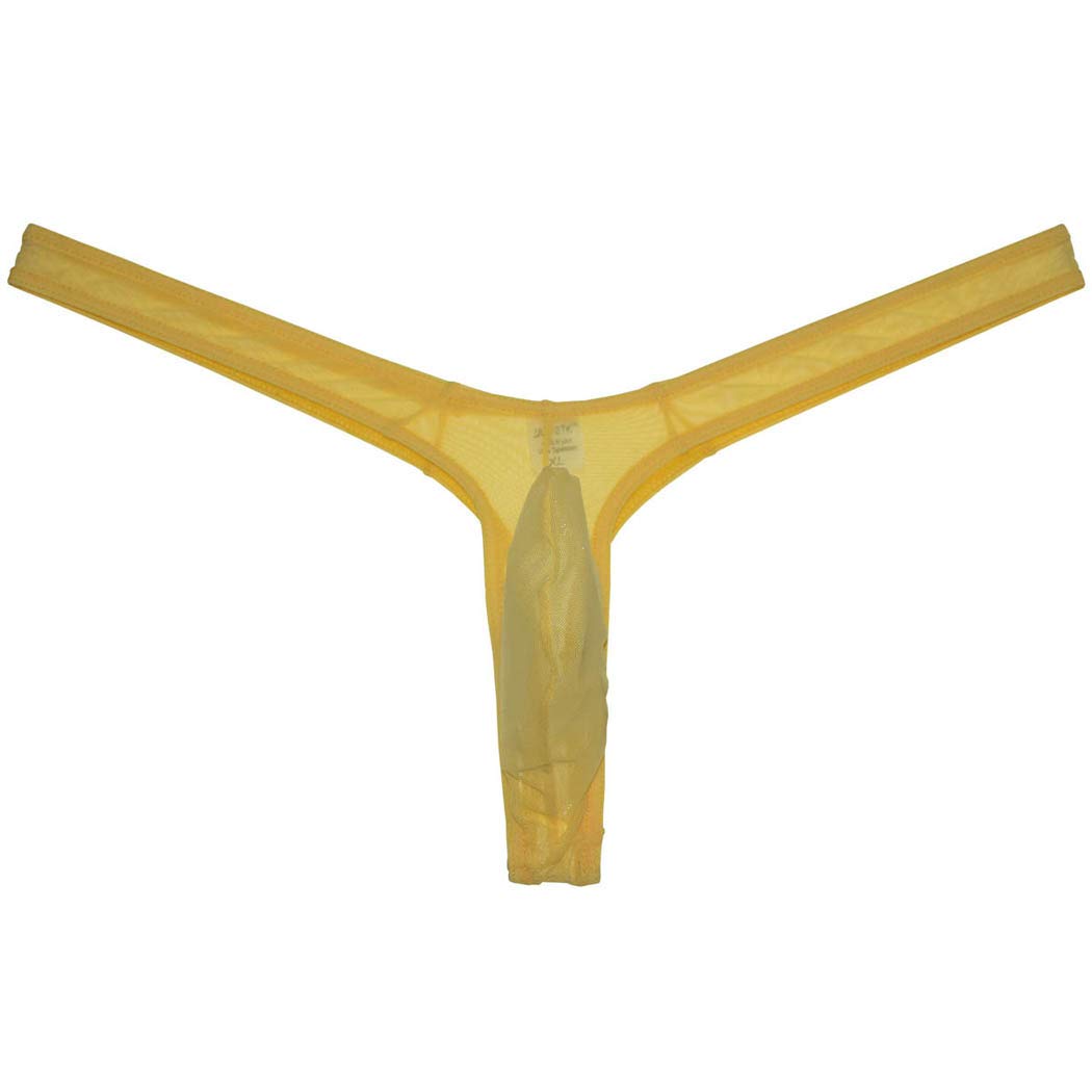 Men's Minimal Coverage Bulge Thong Underwear See-through Mesh Mini Bikini Tangas 9-Pack M