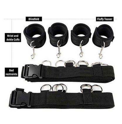 Bed Restraints for Domination Bed Bondaged Kit with Adjustable Hand Cuffs Ankle Cuff, Sex Restraints Straps Adult Play King Mattress Sex Accessories for Couples Women Bedroom Toys Sweatshirt