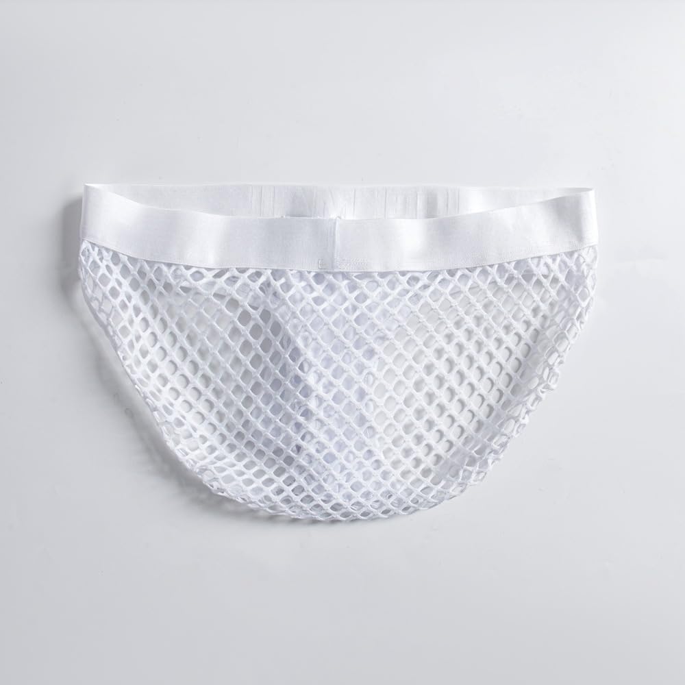 JOCKMAIL Men's Sexy Underwear Briefs Mesh Breathable Comfortable Low Rise Underwear for Men (US, Alpha, Medium, Regular, Regular, White)