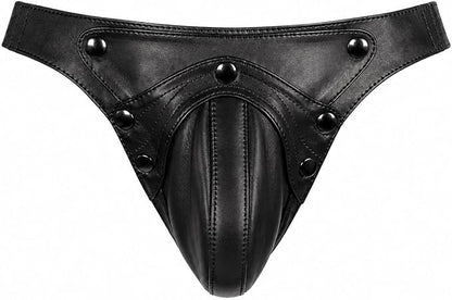 Men's Real Leather Jockstrap Underwear, Black, X-Large