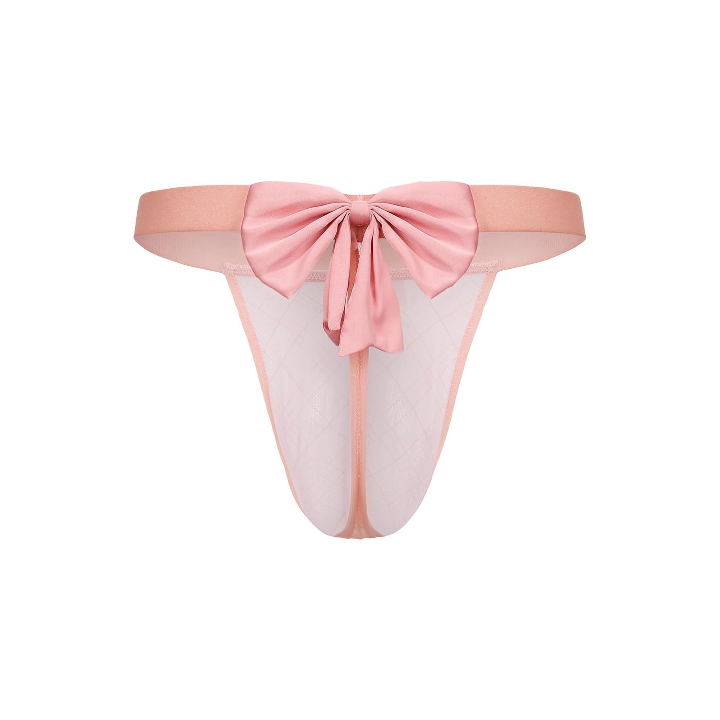 BSZN Men's Sheer Mesh Thong, Pink Low Rise Tight Fit High Stretch Briefs