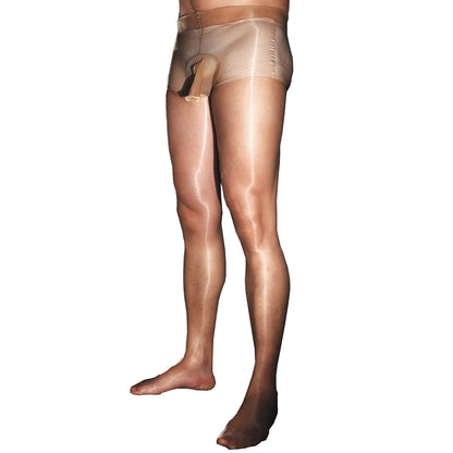 Men's Plus Size - Ultra-thin Shiny Glossy Pantyhose Nylon Sheer Tights See Through Body Stockings with Sheath