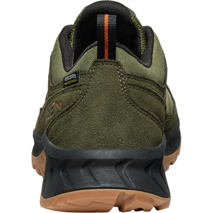 KEEN Men's Hightrail Low Height Durable Lightweight Breathable Leather Waterproof Hiking Shoes, Winter Moss/Gold Flame, 11.5