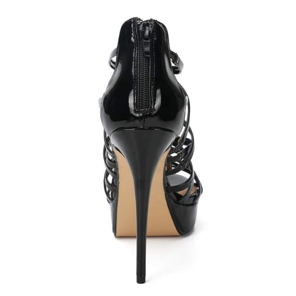 MAIERNISI JESSI Unisex Men's Women's Sandals Platform Stappy Stiletto High Heel Black EU 47 - US 15.5 Women/14 Men