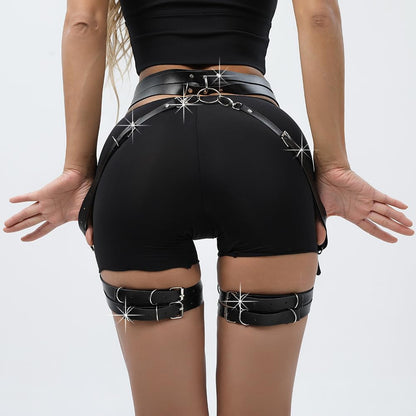 BAQOEYII Punk Leather Thigh Harness,Women Punk Belts PU Leather for Women, Waist Leg Garter for Halloween, Party, Nightclub