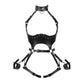 FOTN Women Punk PU Leather Body Waist Belt Bodysuit Bondage Body Harness Belt Sexy Lingerie Leg Garter Hollow Open Chest Bra BDSM (Color : Black, Size : One Size)