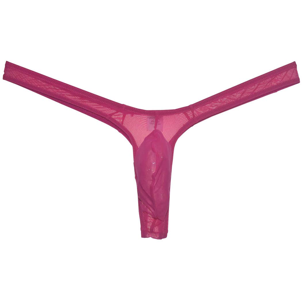 Men's Minimal Coverage Bulge Thong Underwear See-through Mesh Mini Bikini Tangas 9-Pack M