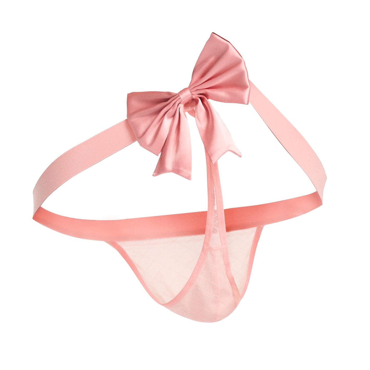 BSZN Men's Sheer Mesh Thong, Pink Low Rise Tight Fit High Stretch Briefs