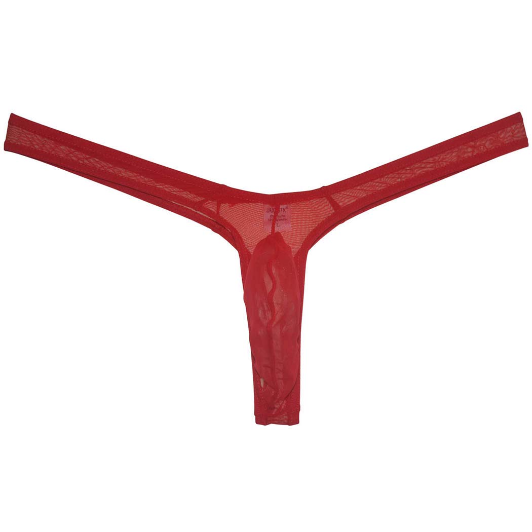 Men's Minimal Coverage Bulge Thong Underwear See-through Mesh Mini Bikini Tangas 9-Pack M