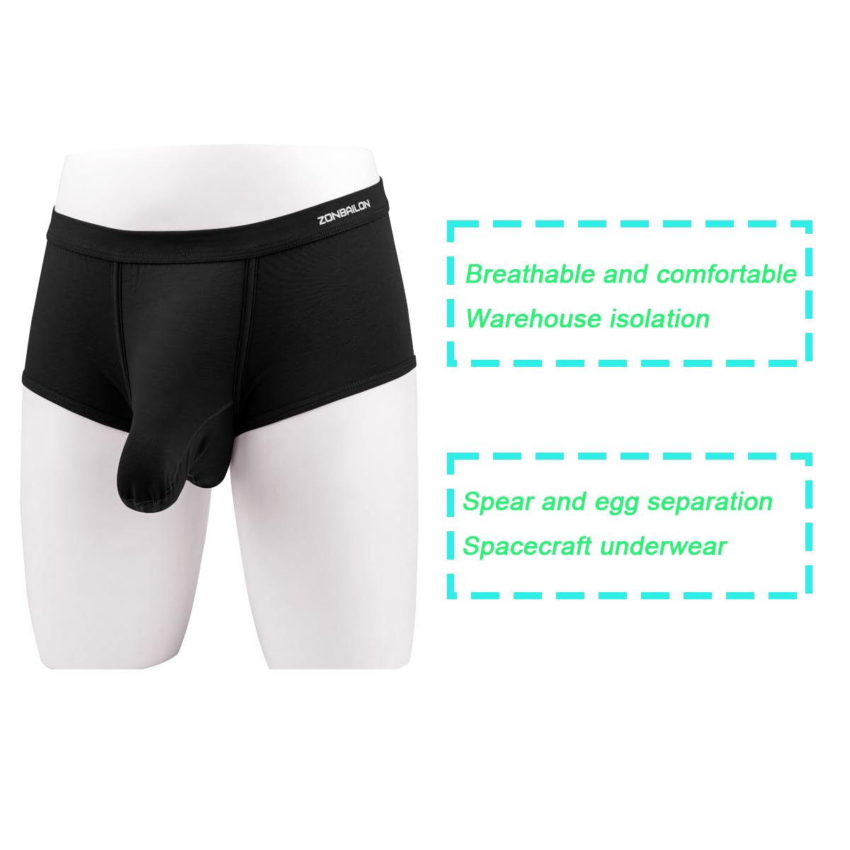 Men's Elephant Trunk Boxers Briefs Dual Pouch Bulge Shorts - Sexy Trunks with Wide Waistband