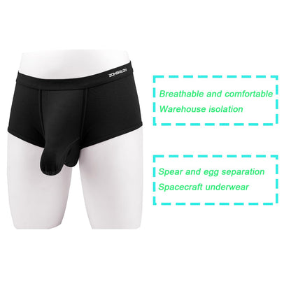 Men's Elephant Trunk Boxers Briefs Dual Pouch Bulge Shorts - Sexy Trunks with Wide Waistband
