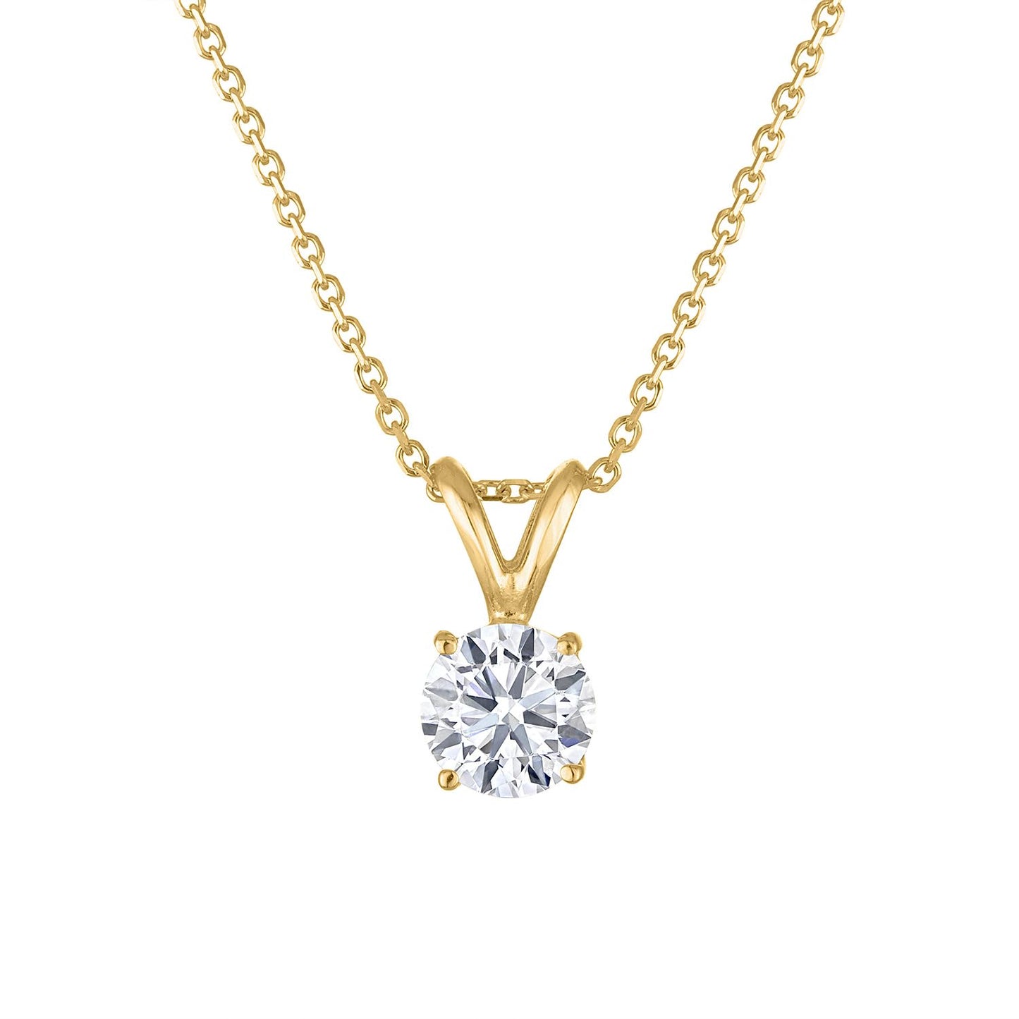 Certified Diamond Necklace for Women - Lab Grown Solitaire Necklace with Solid 14K Yellow Gold Chain, Stunning Lab Diamond Pendant in 1 Carat, Premium Signature Jewelry Collection