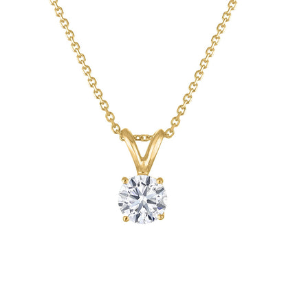 Certified Diamond Necklace for Women - Lab Grown Solitaire Necklace with Solid 14K Yellow Gold Chain, Stunning Lab Diamond Pendant in 1 Carat, Premium Signature Jewelry Collection