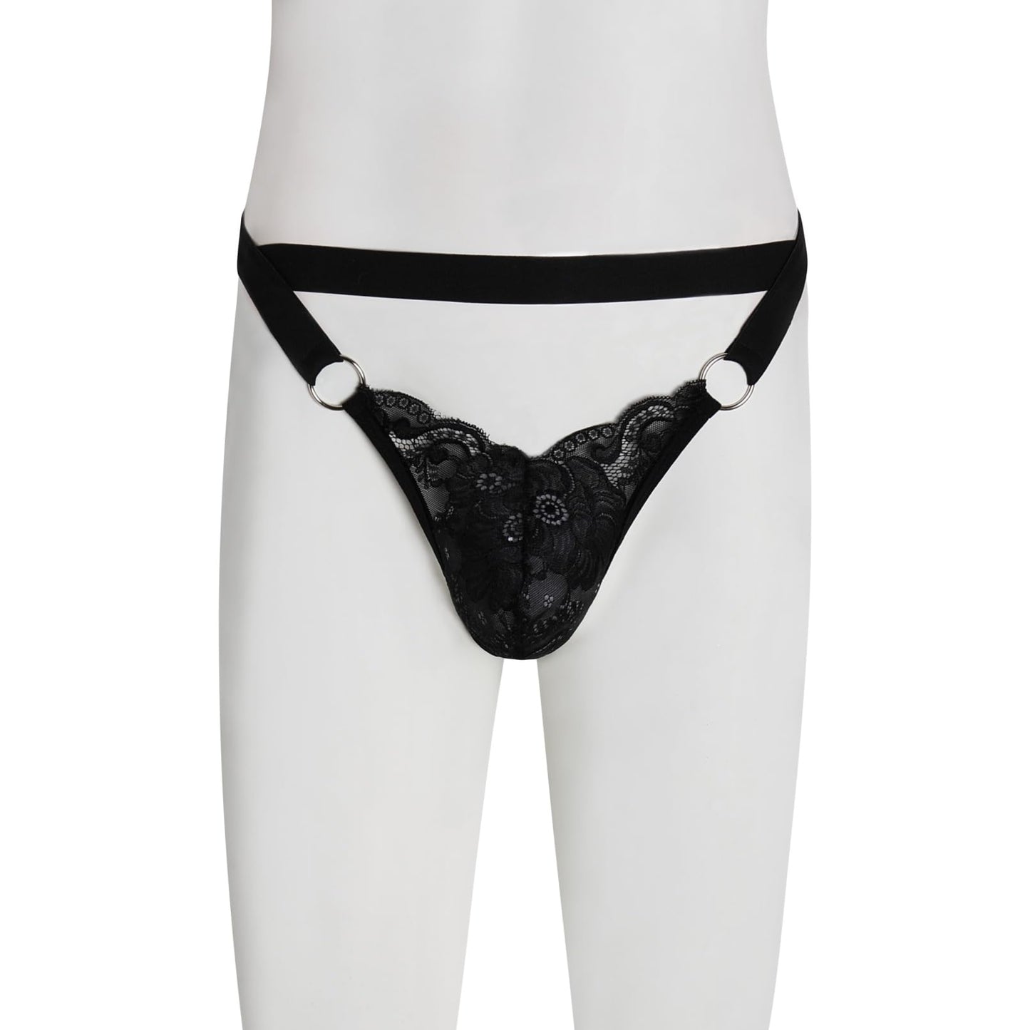 GNFVQLLE Mens Lingerie Sissy Jockstrap Femboy Panties Sexy Thong Lace Underwear Girly Crossdresser Apparel Black