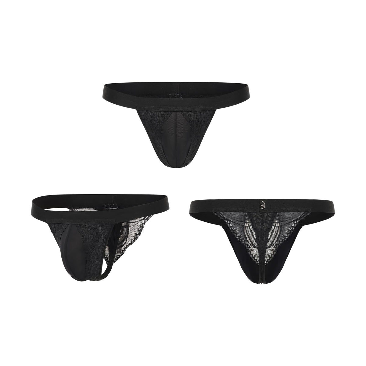 BSZN Men's Lace Side Jockstrap, Black,Sexy Brief for Men