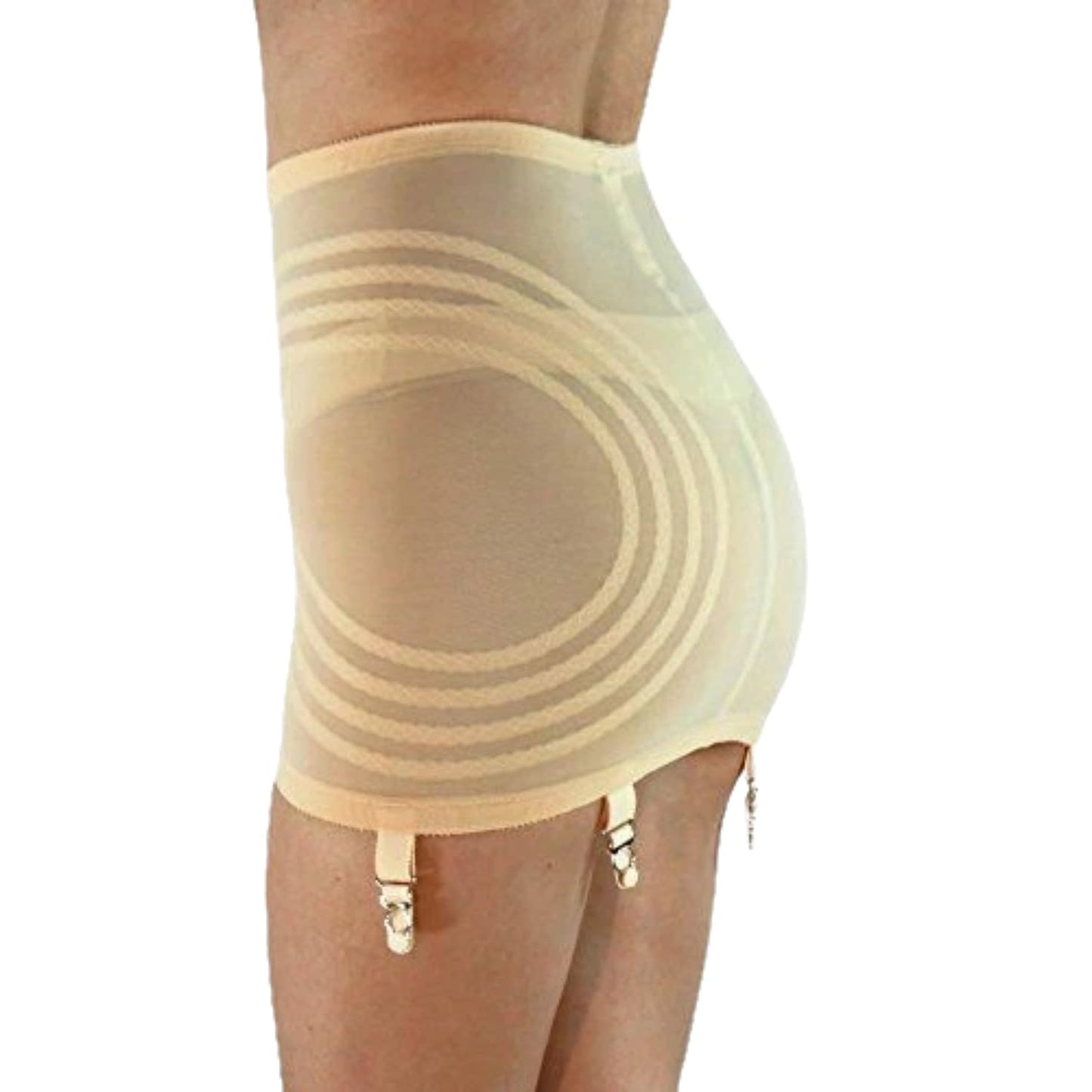 Rago Style 1359 | Open Bottom Girdle Firm Control | XS–8X | Made in USA | Waist, Hip & Tummy Shaper | Six Garters | Beige/S/26