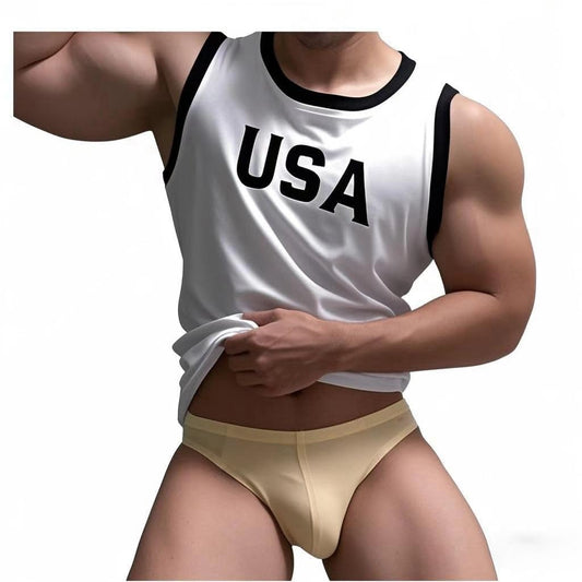 Seamless Free Breathing Male Smooth Ice Silk G-Strings & Thongs Underwear Men Brief (M, Black &navy blue& skin color（3 pieces）)