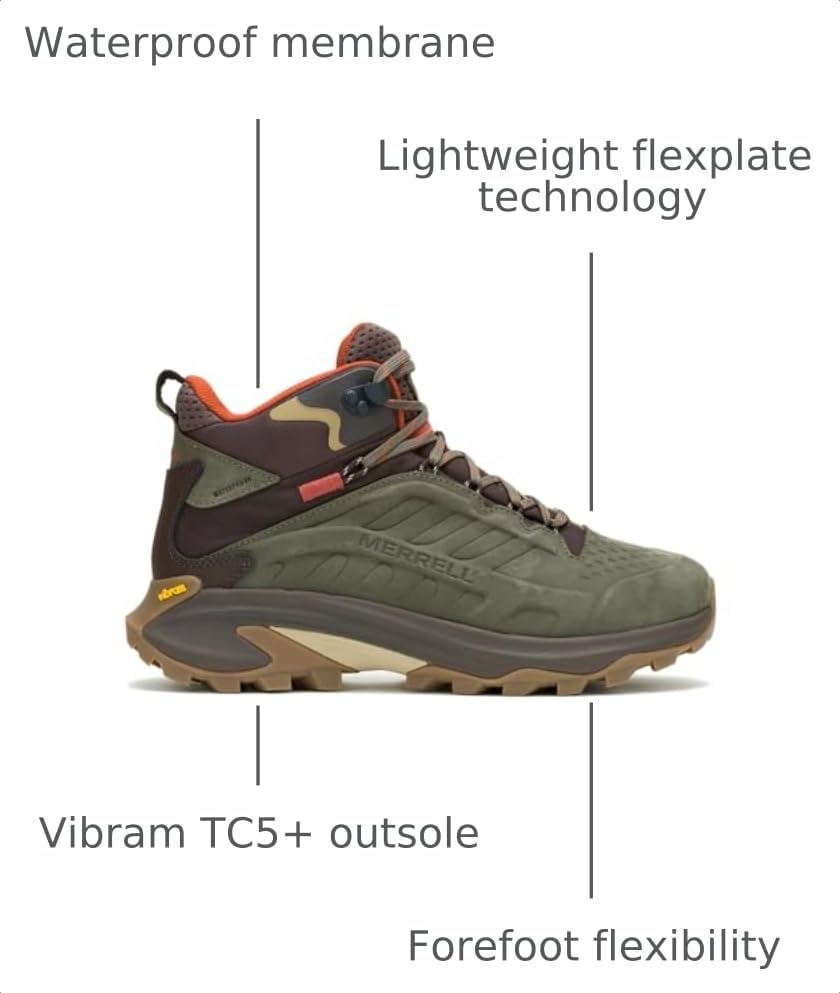 Merrell Men's Moab Speed 2 Leather Mid Waterproof Hiking Boot Olive 14.0 Medium